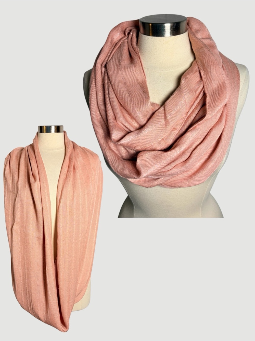 UNBRANDED Dusty Rose Rayon Infinity Scarf with Sparkle Stripe Accente